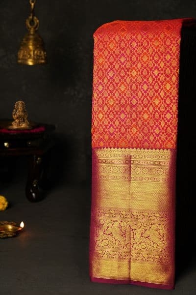 Kancheepuram Silk Multicolour — pure Kanchipuram silk saree sourced from India for US families by CeremonyVerse