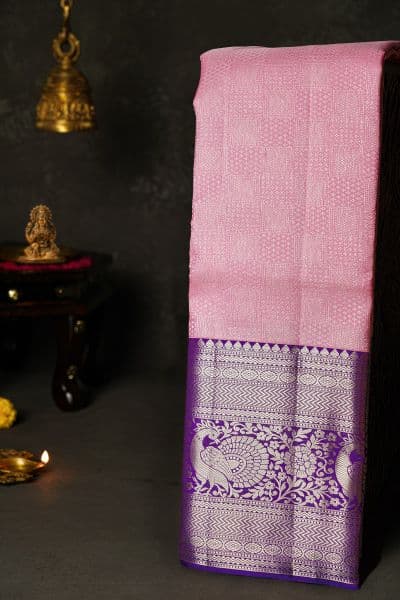 Kancheepuram Silk Pink — pure Kanchipuram silk saree sourced from India for US families by CeremonyVerse