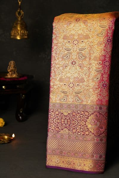Kancheepuram Tissue Dual Colour — pure Kanchipuram silk saree sourced from India for US families by CeremonyVerse